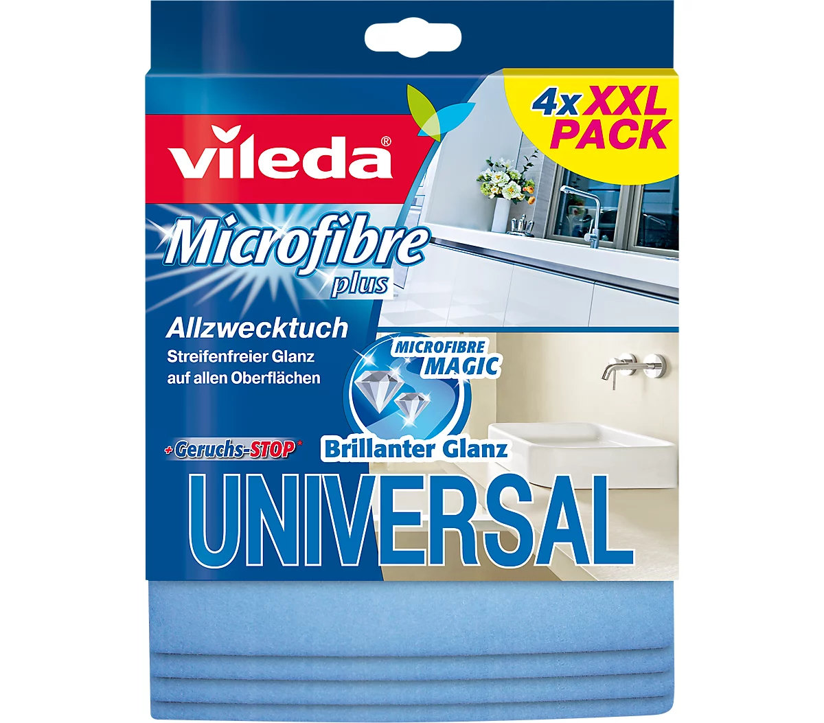 Microfasertuch vileda®, 1 Stück, extrem saugfähig, streifen- und fusselfreie Reinigung