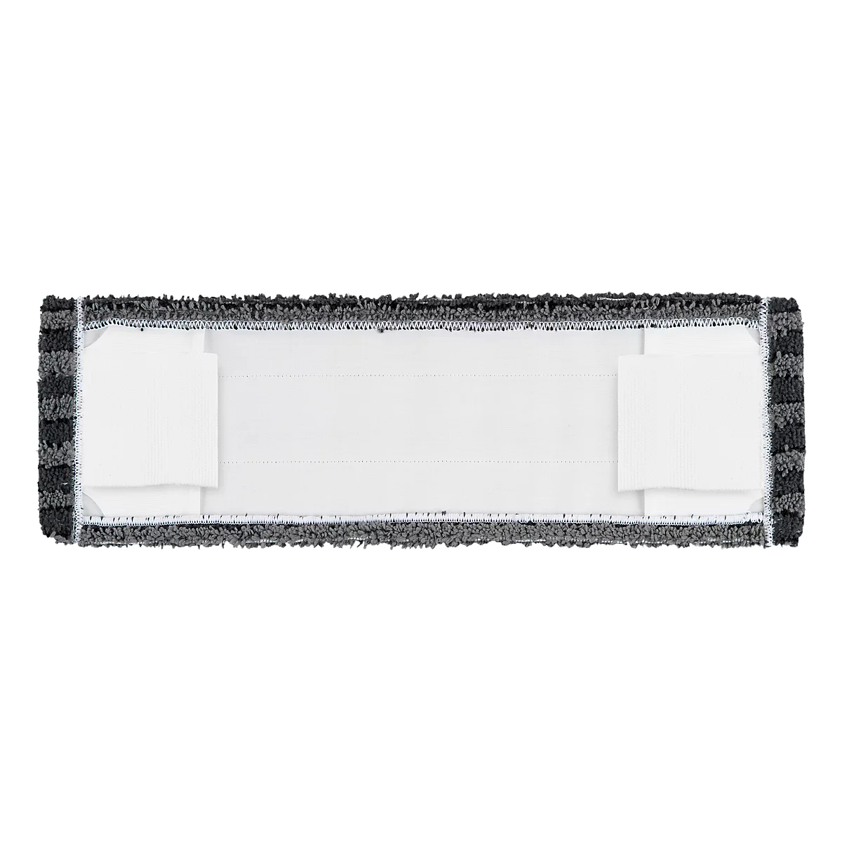 White microfiber cloth for a mop, with gray border and two white rectangles.