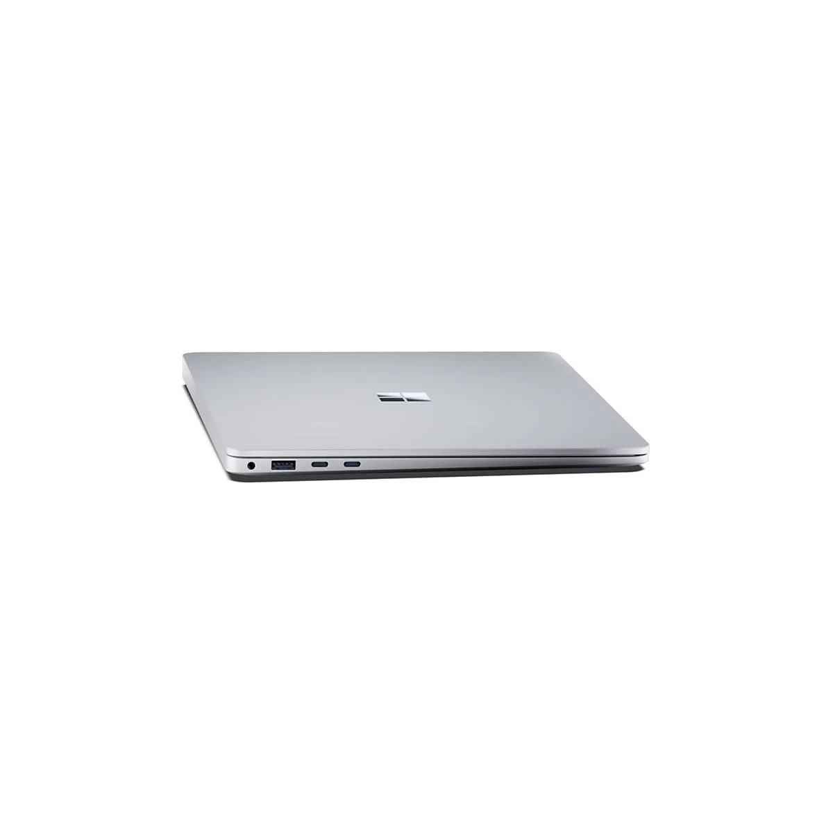 Geschlossenes, silbernes Laptop mit Windows-Logo. Auf weiÃŸem Hintergrund.