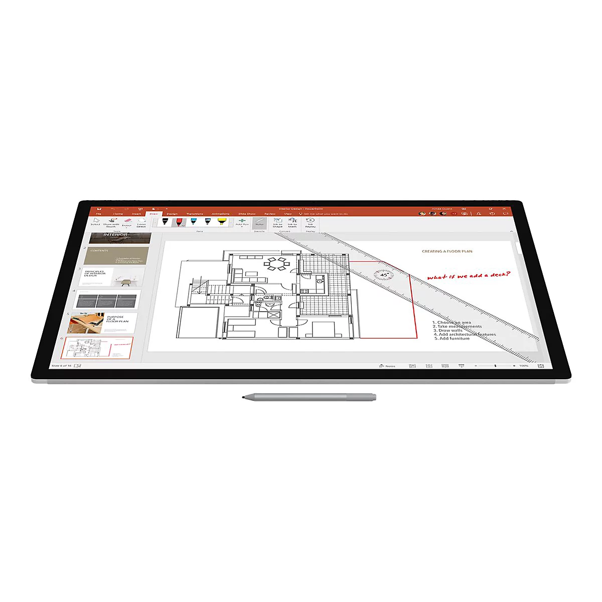 Microsoft Surface Pen M1776 - aktiver Stylus - Bluetooth 4.0 - Platin