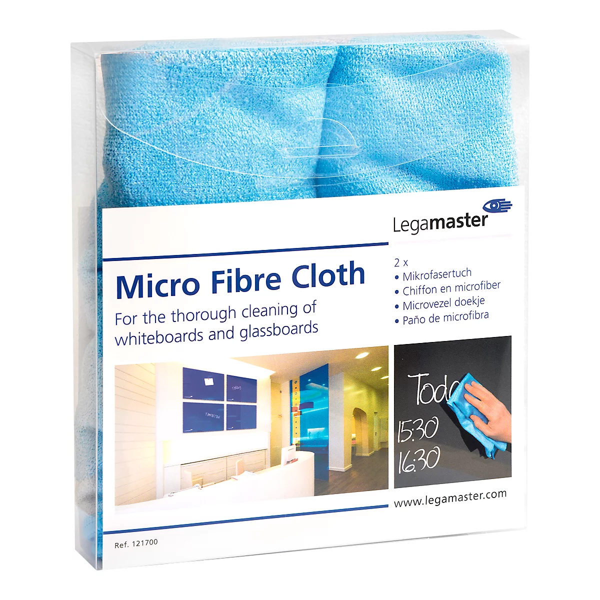 Microvezel-schoonmaakdoeken Legamaster 7-121700, voor glasboards, wasbaar, 2 stuks