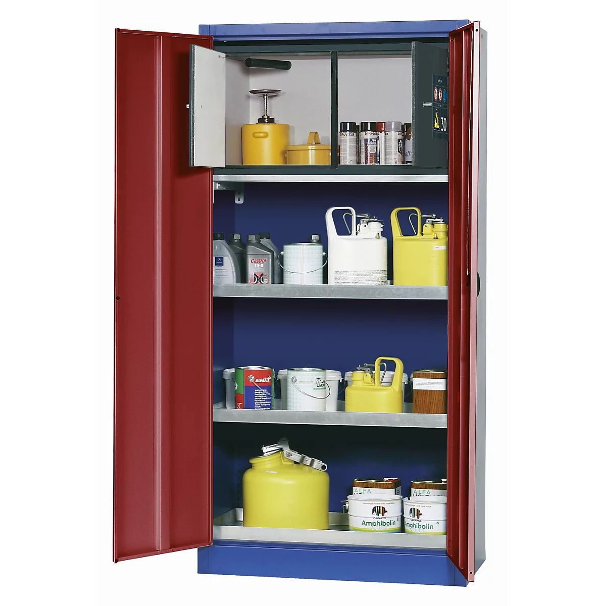 Milieuopslagkast asecos E-CLASSIC-UF, scharnierende deuren, voorzijde paars, B 950 x D 500 x H 1950 mm