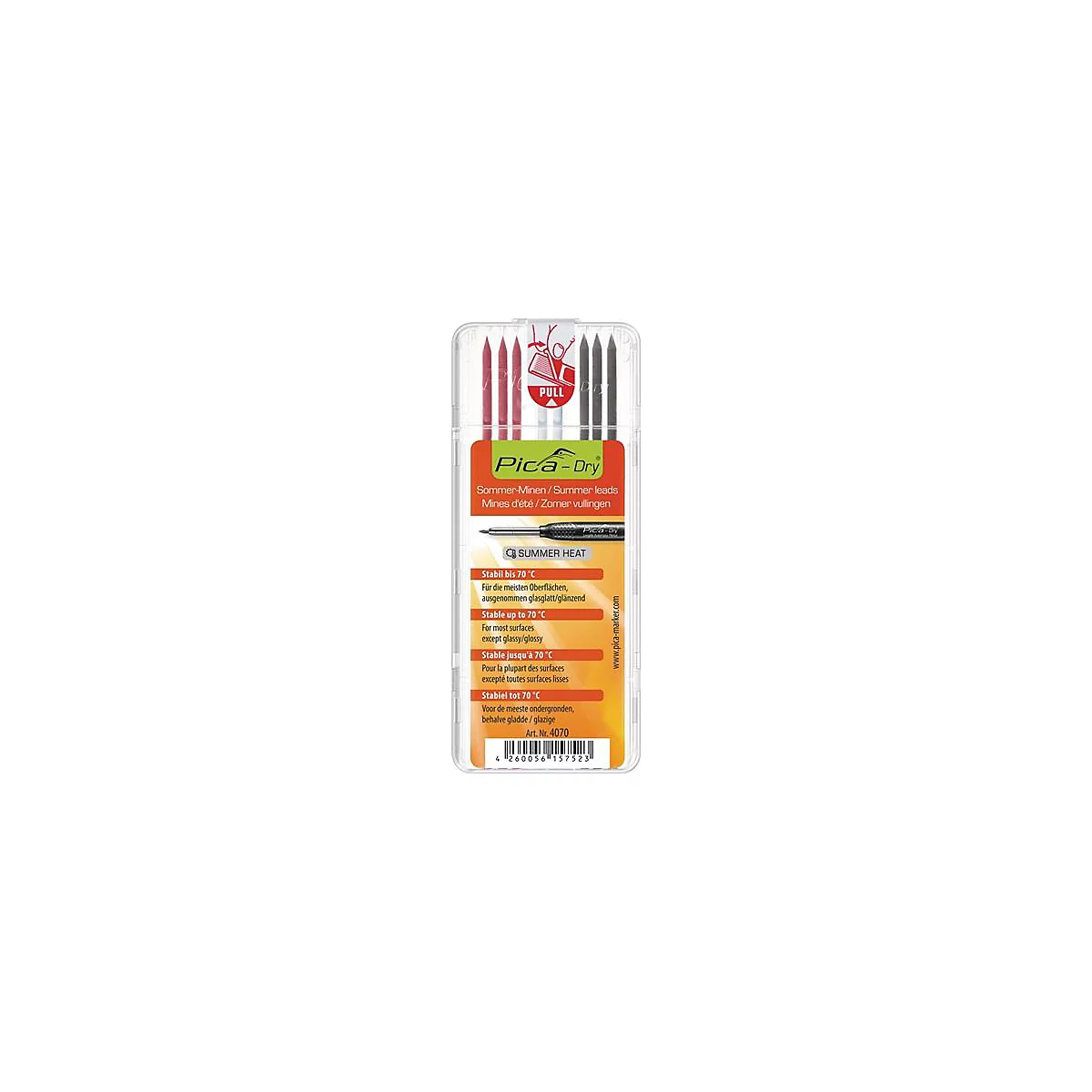 Minenset Pica-Dry 3x graphit,3x rot,2x weiß b.70Grad stabil 8