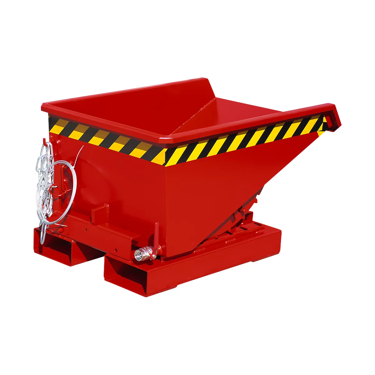 Mini-Spänebehälter Typ EXPO-E 150, Seilzug-Kippvorgang, Inhalt 0,15 m³, bis 750 kg, feuerrot RAL 3000