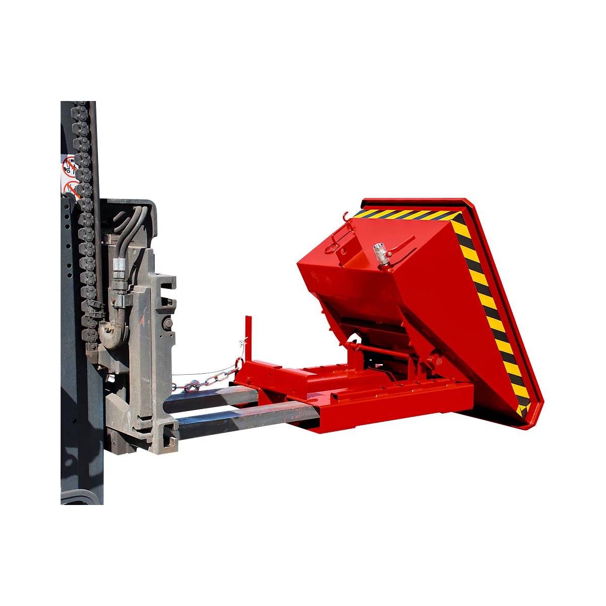 Mini-Spänebehälter Typ EXPO-E 150, Seilzug-Kippvorgang, Inhalt 0,15 m³, bis 750 kg, feuerrot RAL 3000