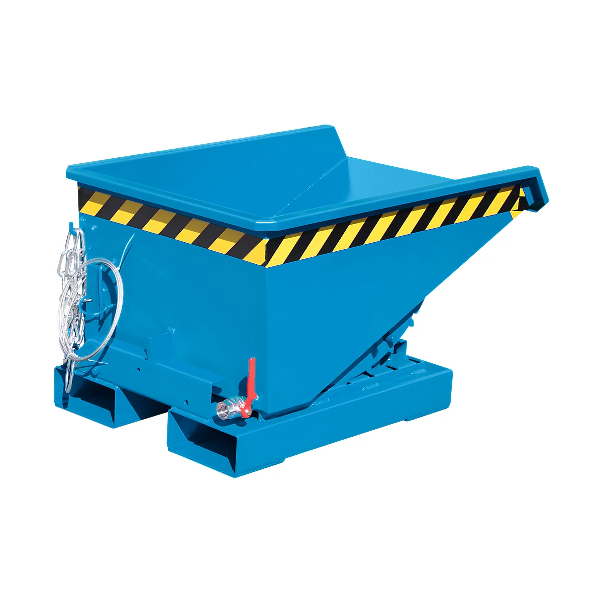Mini-Spänebehälter Typ EXPO-E 150, Seilzug-Kippvorgang, Inhalt 0,15 m³, bis 750 kg, lichtblau RAL 5012
