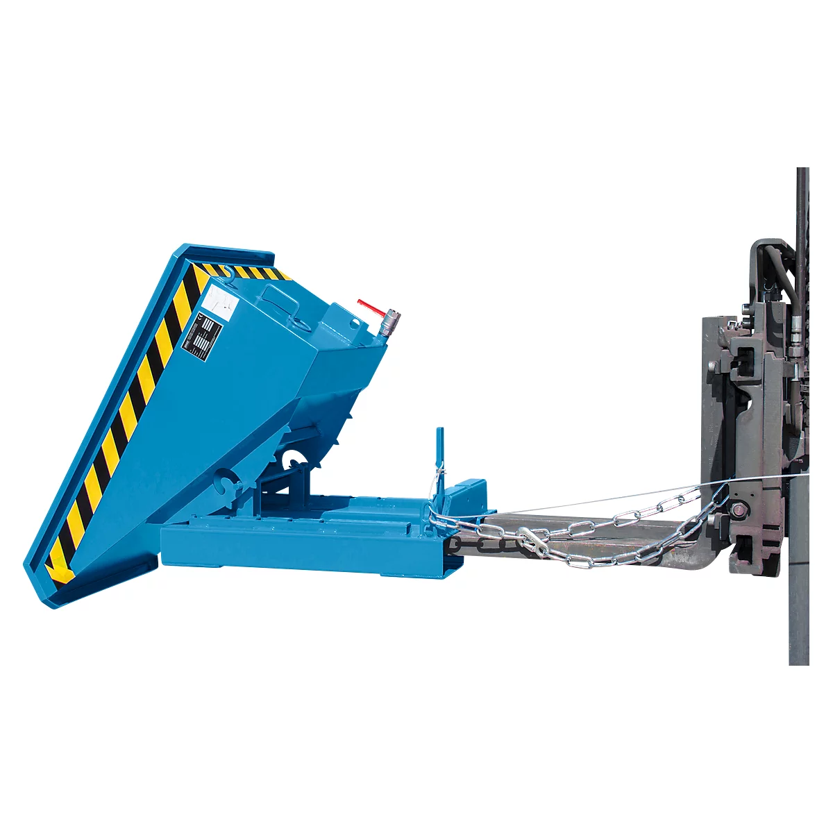 Mini-Spänebehälter Typ EXPO-E 150, Seilzug-Kippvorgang, Inhalt 0,15 m³, bis 750 kg, lichtblau RAL 5012