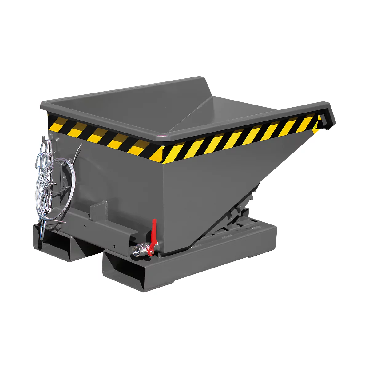 Mini-Spänebehälter Typ EXPO-E 150, Seilzug-Kippvorgang, Inhalt 0,15 m³, bis 750 kg, mausgrau RAL 7005