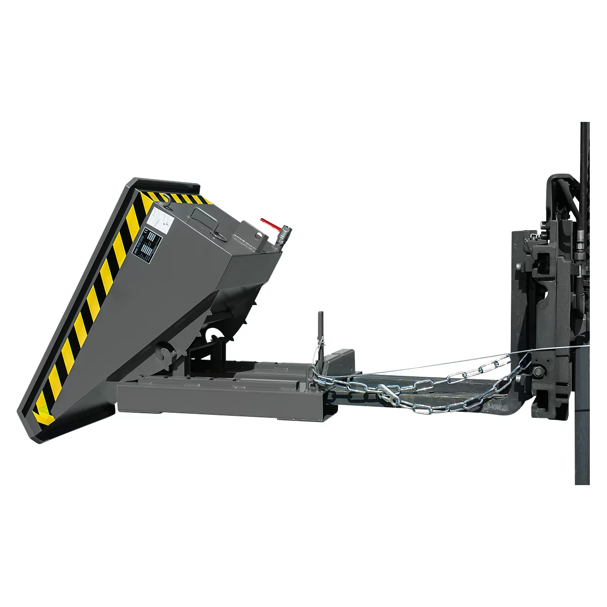 Mini-Spänebehälter Typ EXPO-E 150, Seilzug-Kippvorgang, Inhalt 0,15 m³, bis 750 kg, mausgrau RAL 7005