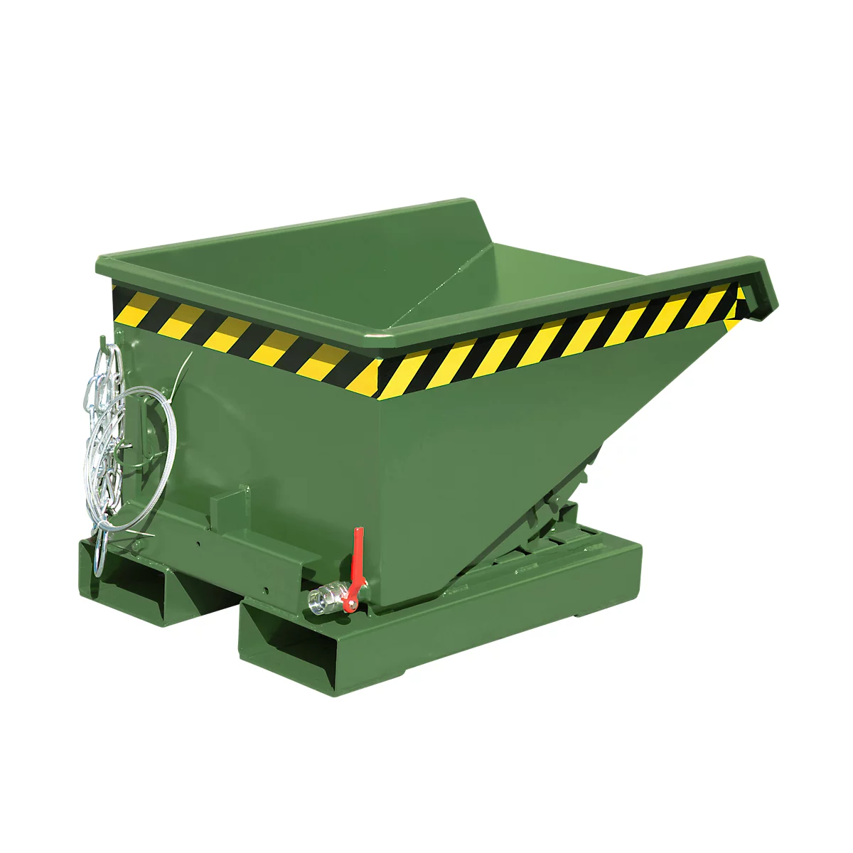 Mini-Spänebehälter Typ EXPO-E 150, Seilzug-Kippvorgang, Inhalt 0,15 m³, bis 750 kg, resedagrün RAL 6011
