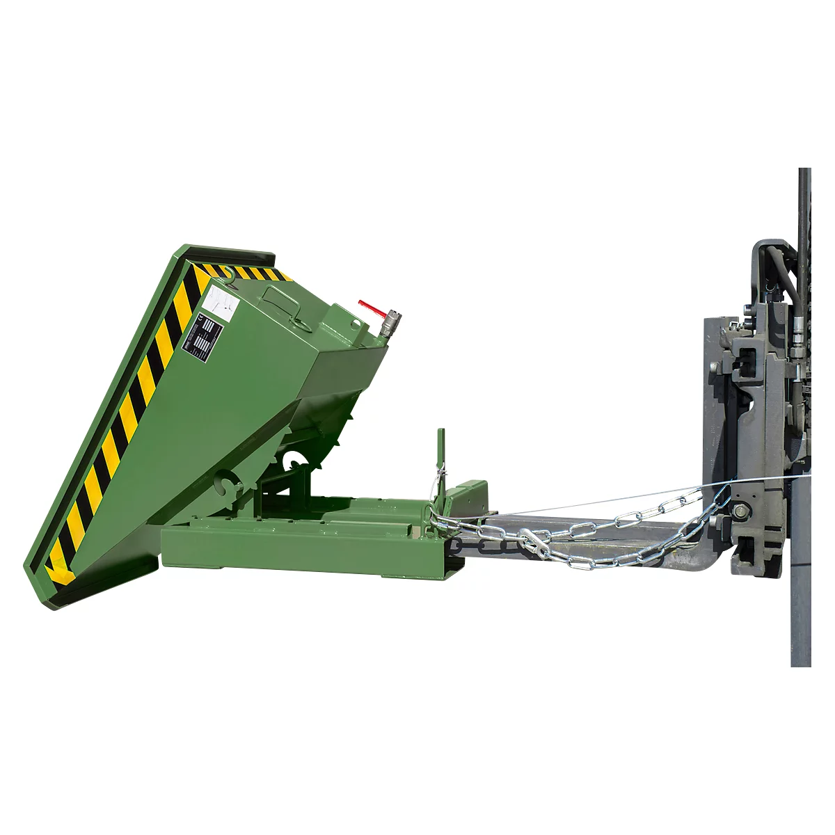 Mini-Spänebehälter Typ EXPO-E 150, Seilzug-Kippvorgang, Inhalt 0,15 m³, bis 750 kg, resedagrün RAL 6011
