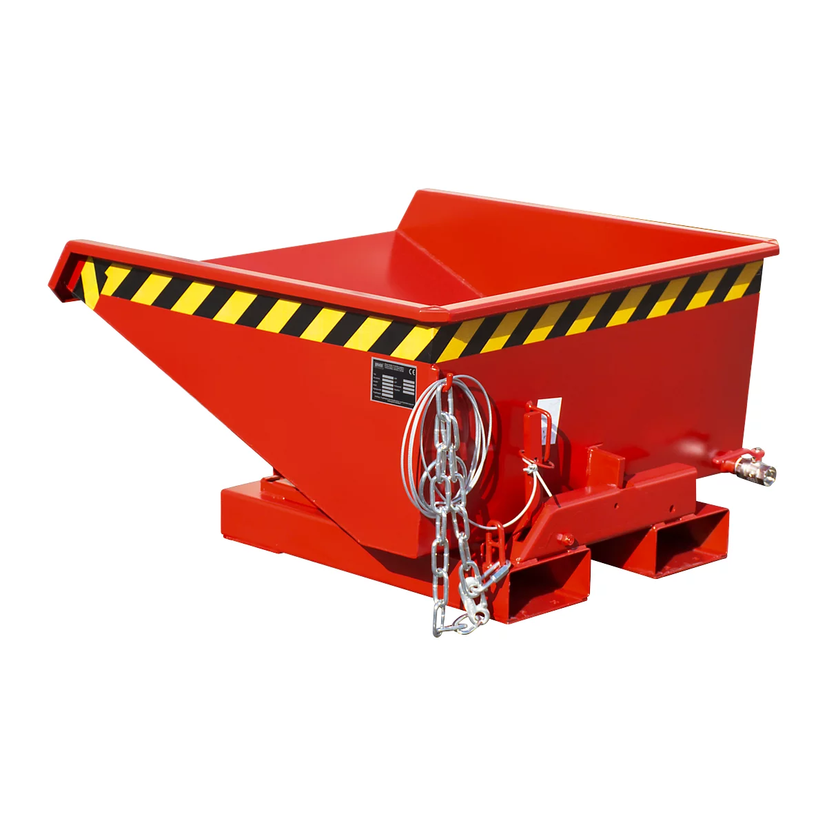 Mini-Spänebehälter Typ EXPO-E 225, Seilzug-Kippvorgang, Inhalt 0,225 m³, bis 750 kg, feuerrot RAL 3000