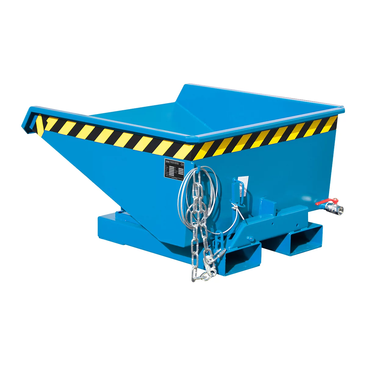 Mini-Spänebehälter Typ EXPO-E 225, Seilzug-Kippvorgang, Inhalt 0,225 m³, bis 750 kg, lichtblau RAL 5012