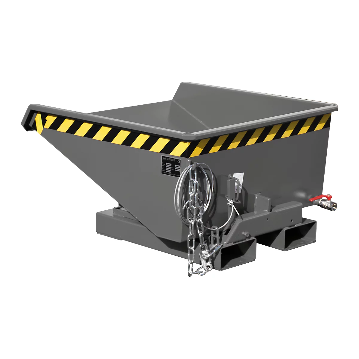 Mini-Spänebehälter Typ EXPO-E 225, Seilzug-Kippvorgang, Inhalt 0,225 m³, bis 750 kg, mausgrau RAL 7005