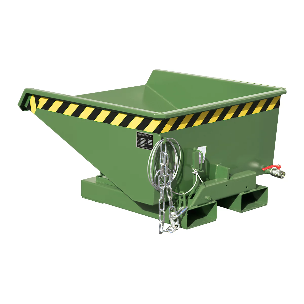 Mini spanencontainer type EXPO-E 225, kabelbediend kantelproces, capaciteit 0,225 m³, tot 750 kg, resedagroen RAL 6011