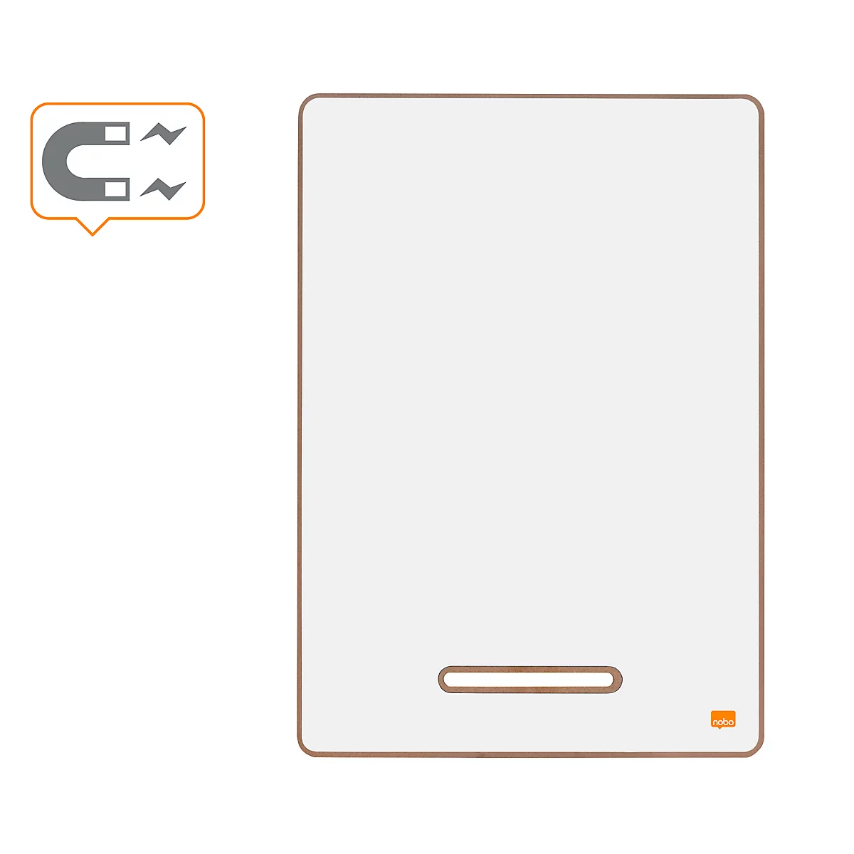 Mini-Whiteboard Nobo, Format A4, beidseitig nutzbar, magnethaftend, beschreibbar, abnehmbarer Ständer, Ablageschale, B 210 x T 5 x H 297 mm, weiß