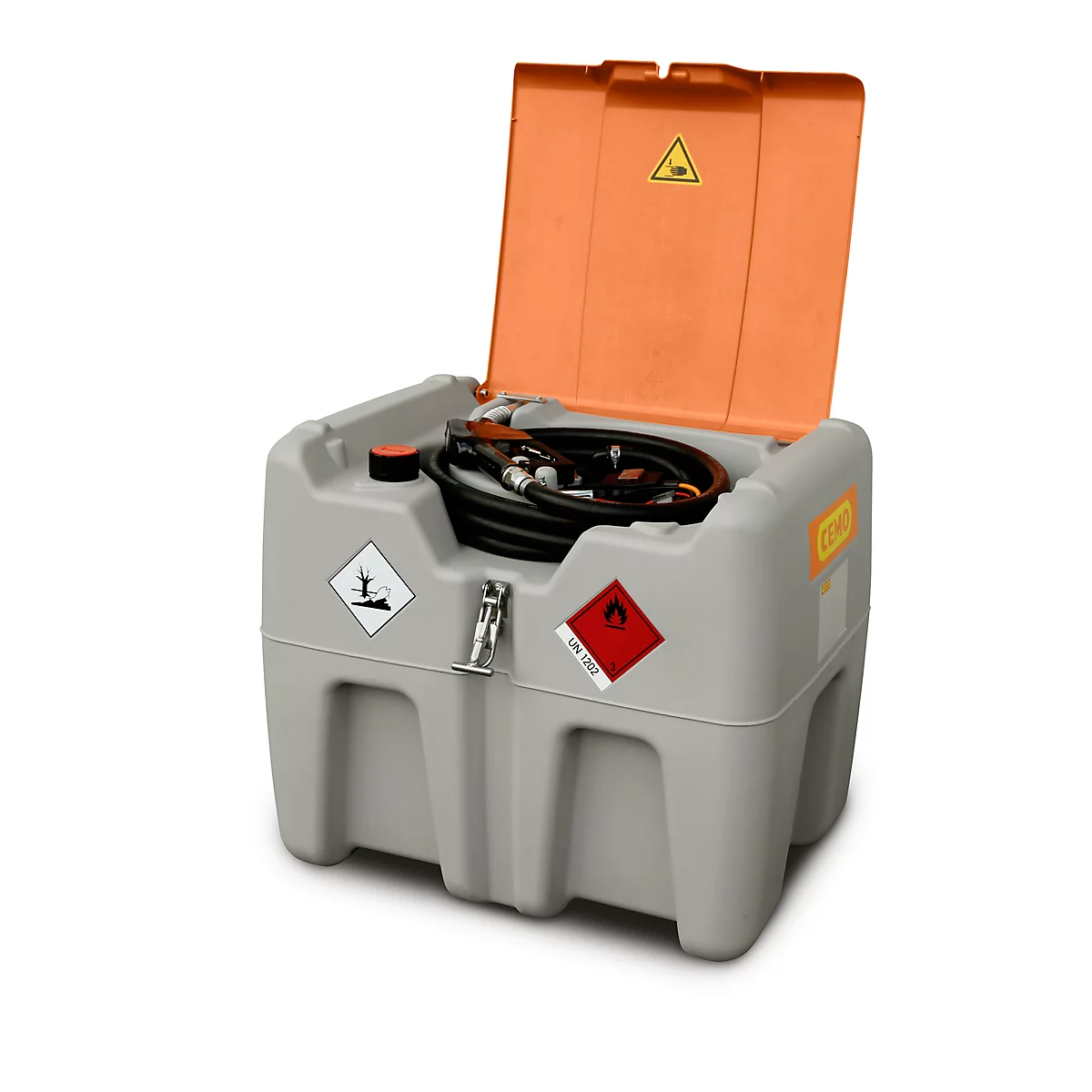Mobiel vulstation CEMO DT-Mobil Easy elektrische pomp CENTRI SPF30, automatische sproeier, scharnierend deksel, 210 l, polyethyleen, B 785 x D 595 x H 685 mm