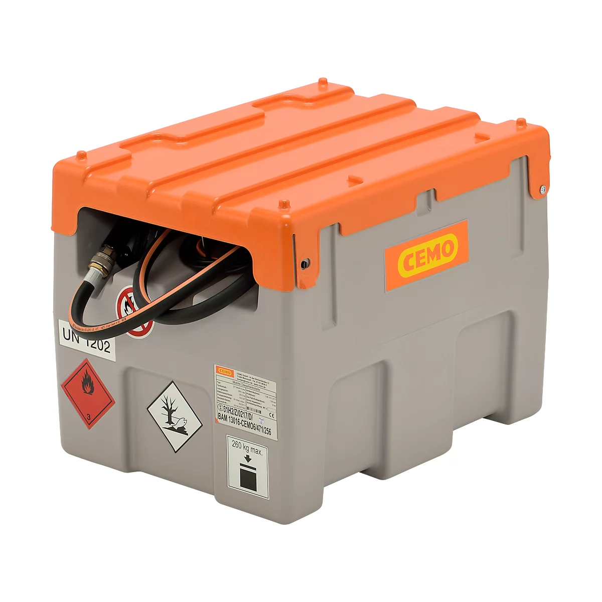 Mobiel vulstation CEMO elektrische pomp CENTRI SP30, 200 l, 12 V, 30 l/min, automatische sproeier, scharnierend deksel, B 80 x D 62 x H 61 mm