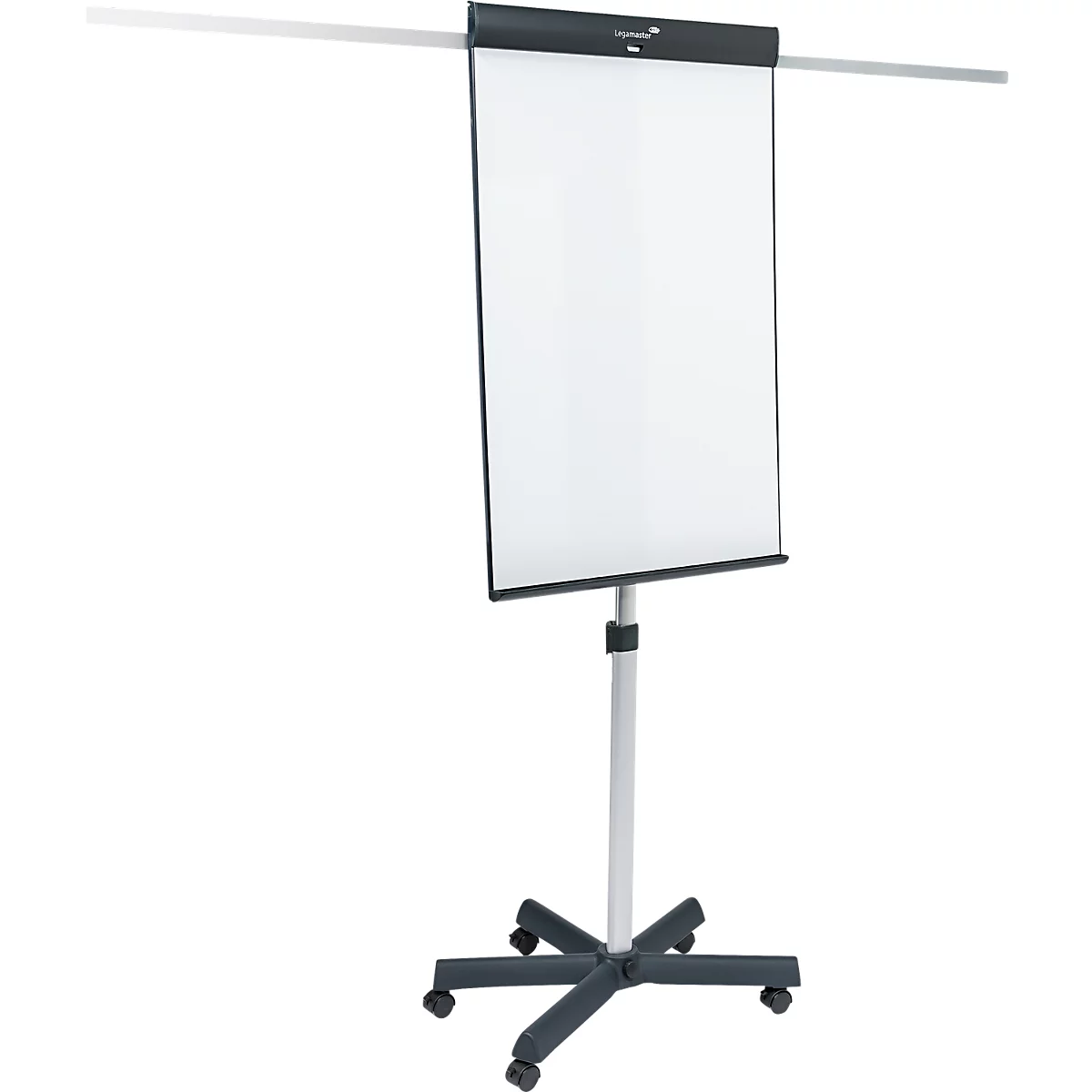 Mobiele flip-over Legamaster Sketch Pro, magnetisch bord, in hoogte verstelbaar, 2 zijarmen, stervoet, incl. startset, B 680 x H 1050 mm, zwart en wit