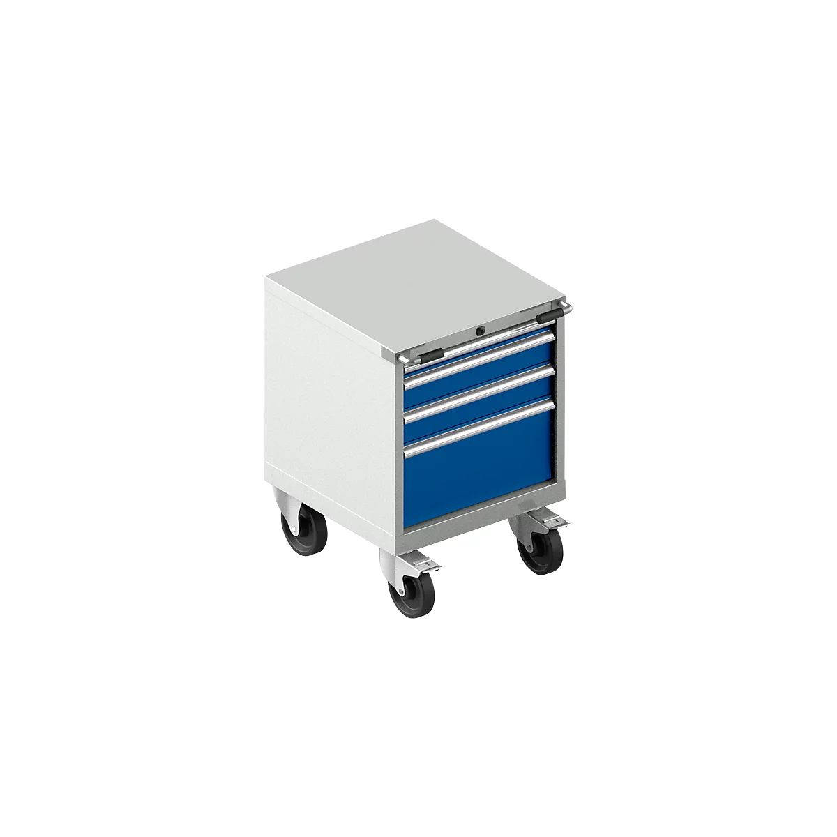 Mobiele gereedschapskast WSK 27-27, 4 laden, tot 75 kg, H 770 mm, individuele vergrendeling, staal, lichtgrijs/gentiaanblauw