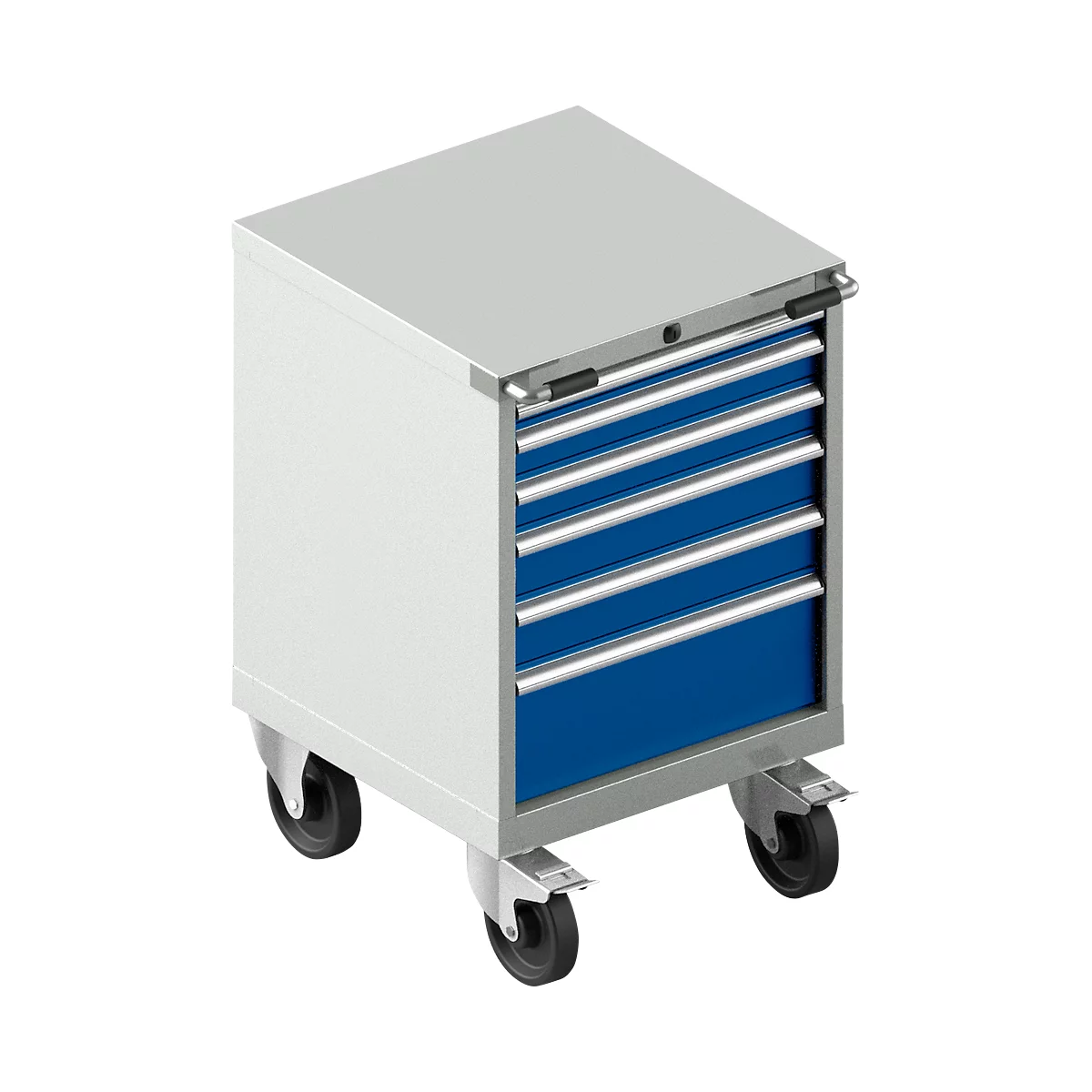 Mobiele gereedschapskast WSK 27-27, 6 laden, tot 75 kg, H 870 mm, individuele vergrendeling, staal, lichtgrijs/gentiaanblauw