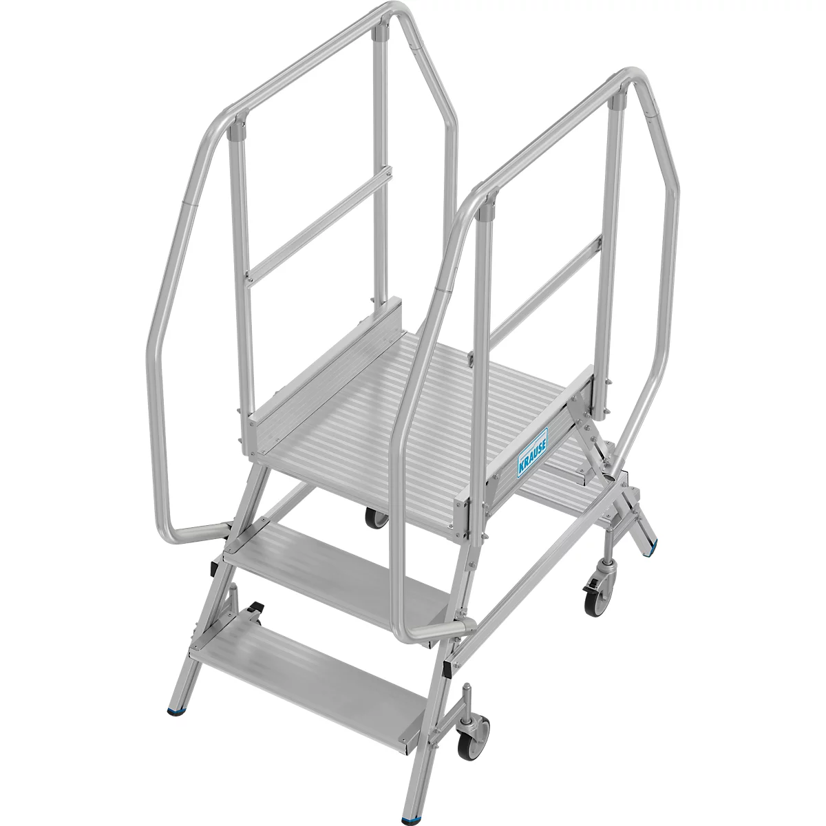 Mobiele platformtrap Krause Stabilo Professional, dubbelzijdig toegankelijk, 2x3 treden, platform 600 x 700 mm, werkhoogte 2750 mm