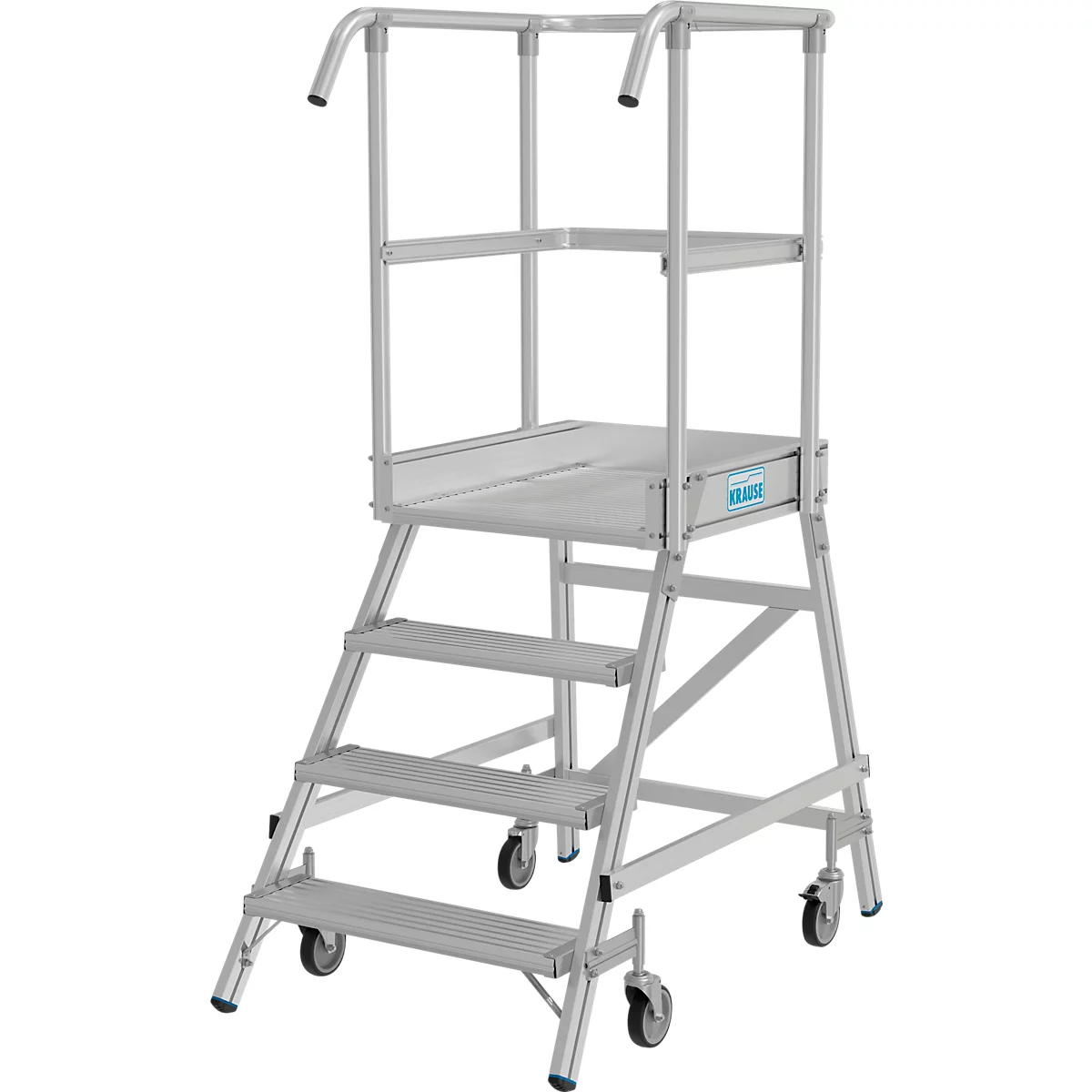 Mobiele platformtrap Krause Stabilo Professional, enkelzijdige toegang, 1x4 treden, 600 x 700 mm platform, 3000 mm werkhoogte