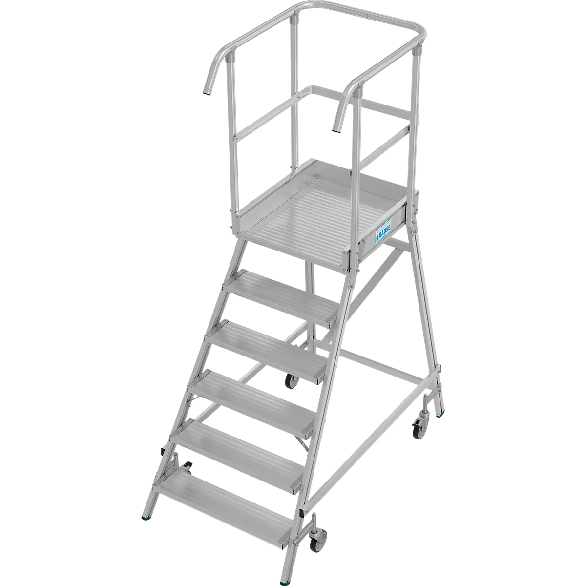 Mobiele platformtrap Krause Stabilo Professional, enkelzijdige toegang, 1x6 treden, 600 x 700 mm platform, 3450 mm werkhoogte