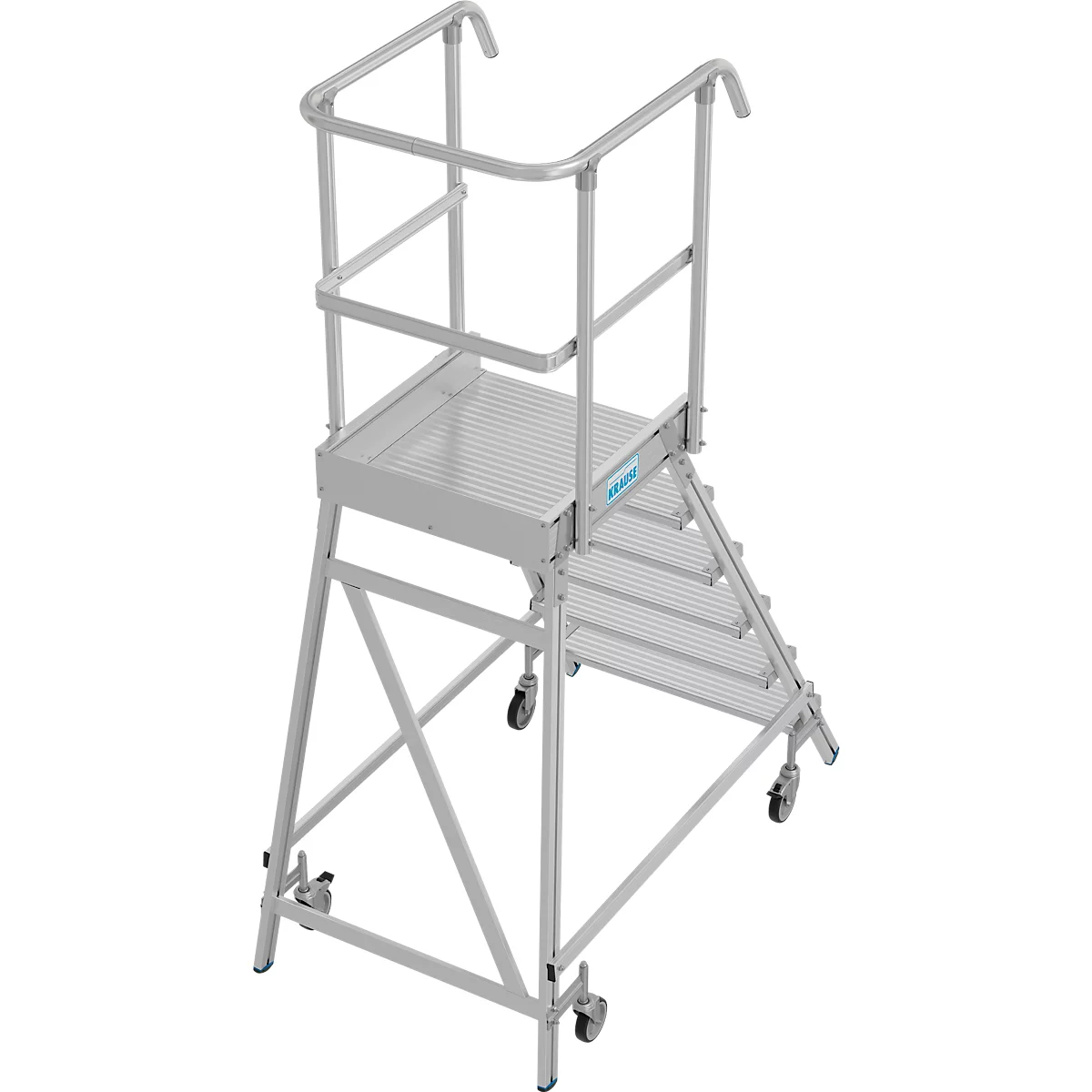 Mobiele platformtrap Krause Stabilo Professional, enkelzijdige toegang, 1x6 treden, 600 x 700 mm platform, 3450 mm werkhoogte
