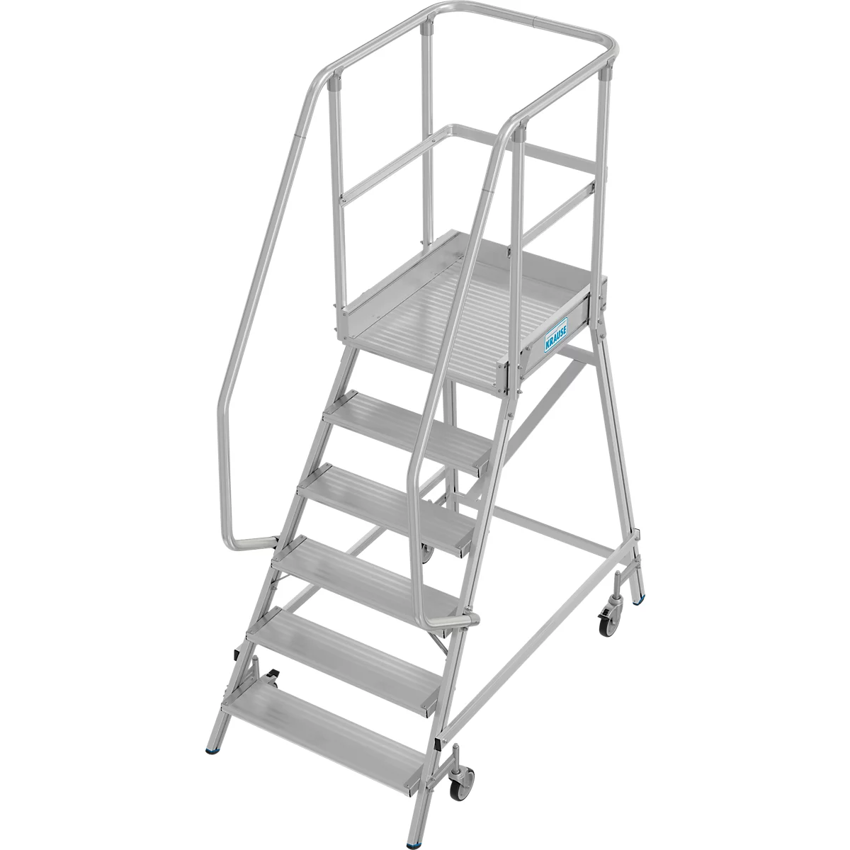 Mobiele platformtrap Krause Stabilo Professional, enkelzijdige toegang, 1x6 treden, 600 x 700 mm platform, 3450 mm werkhoogte