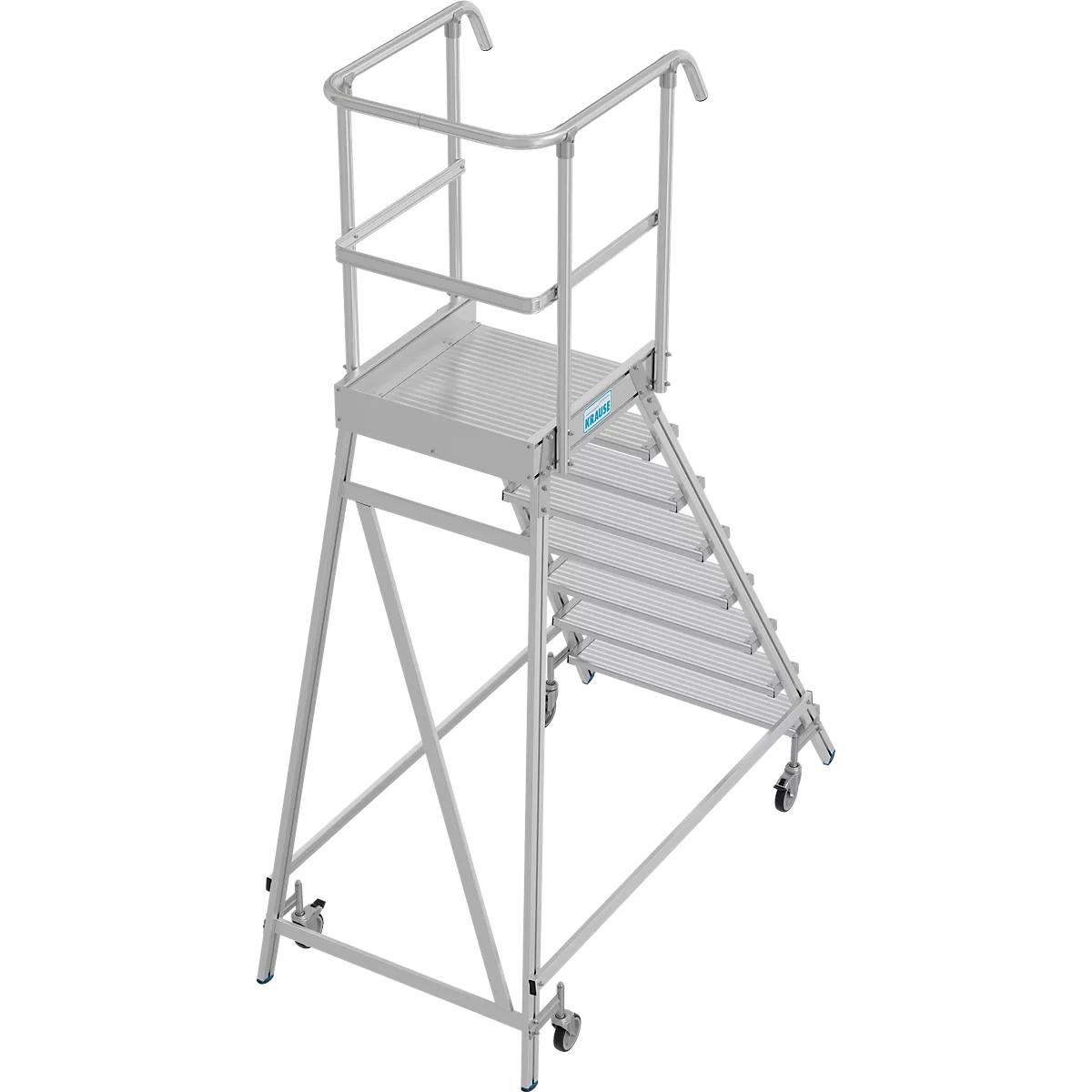 Mobiele platformtrap Krause Stabilo Professional, enkelzijdige toegang, 1x8 treden, platform 600 x 700 mm, 3950 mm werkhoogte