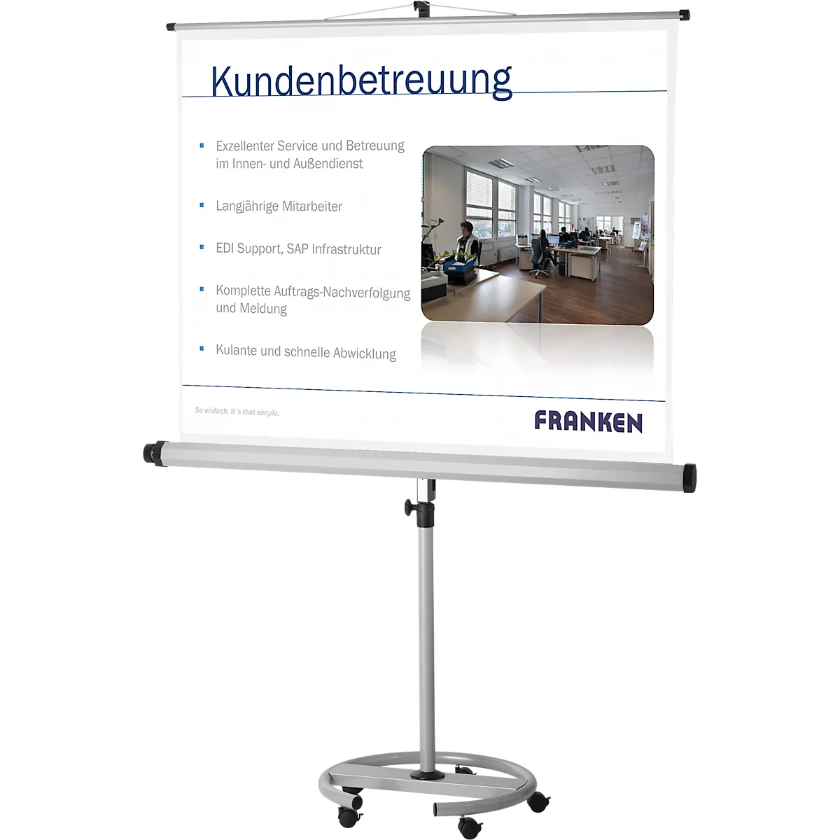 Mobiele statiefprojectiewand Franken Pro, 2000 x 2000 mm