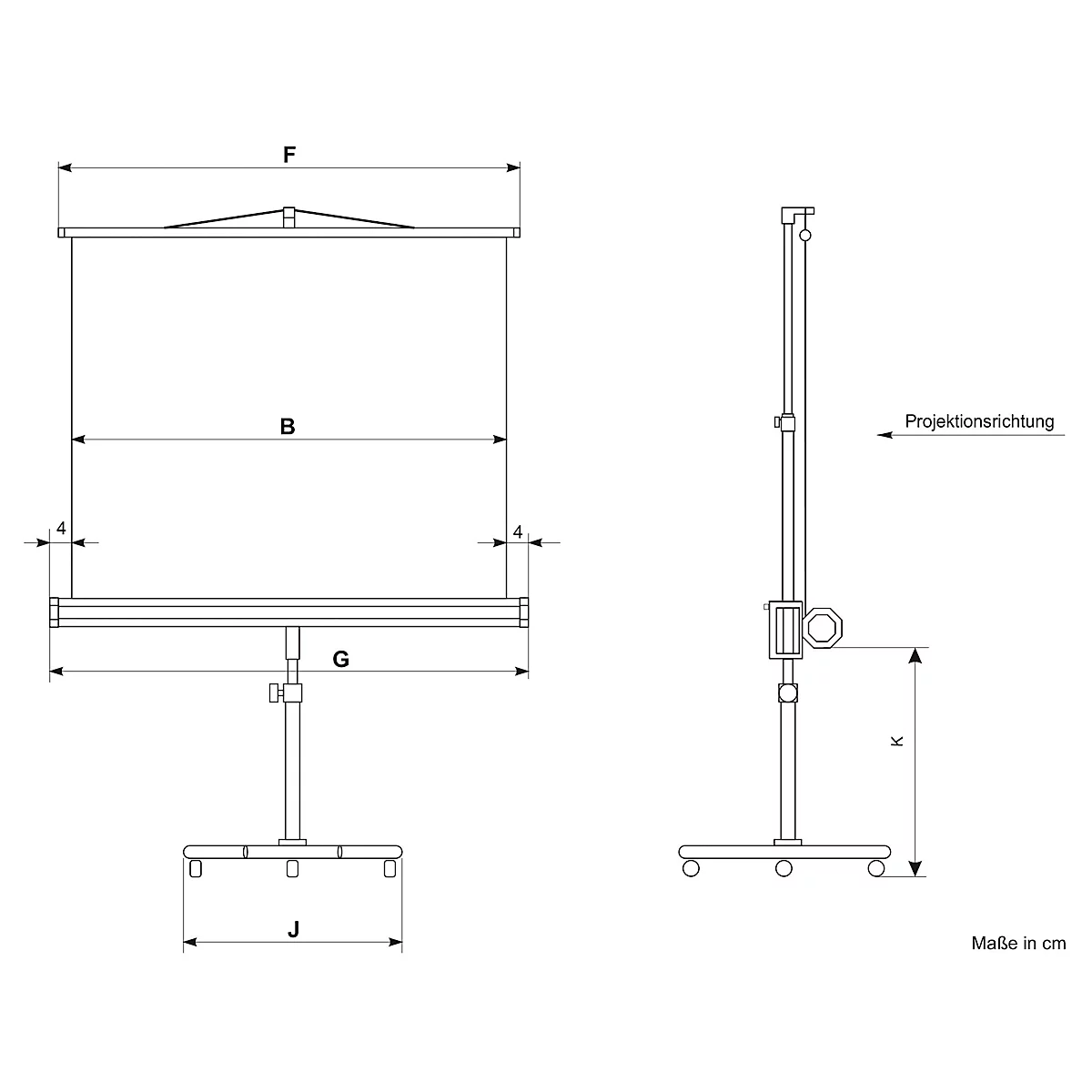 Mobile Stativleinwand Franken Pro, 2000 x 2000 mm