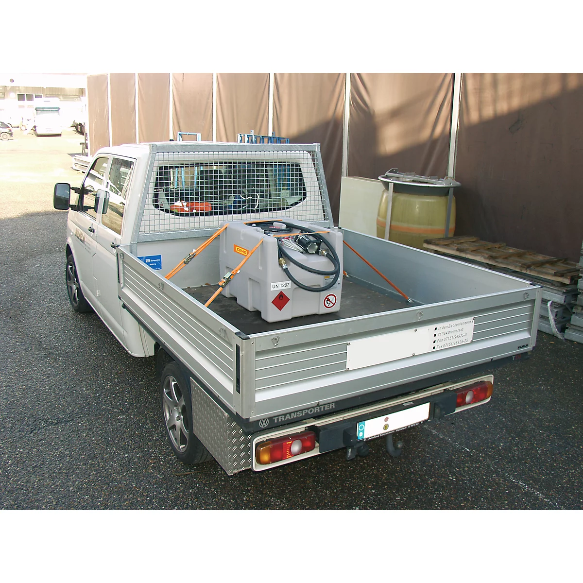 Mobile Tankstelle CEMO DT-Mobil Easy 200 l, Elektropumpe, 12 V, 40 l/min, Automatik-Zapfpistole, Klappdeckel, B 800 x T 620 x H 610 mm