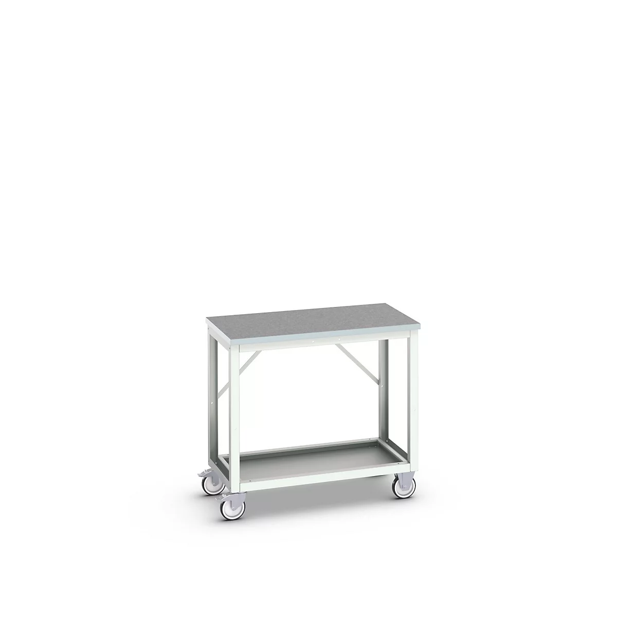 Mobile Werkbank Bott verso, Linoleum-Platte, 1 Ablageboden, mit Querstrebenset, B 1000 x T 600 x H 930 mm, RAL 7035 Lichtgrau