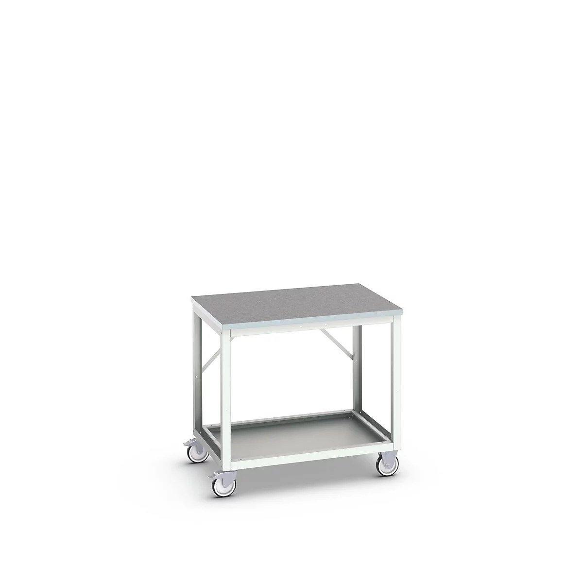 Mobile Werkbank Bott verso, Linoleum-Platte, 1 Ablageboden, mit Querstrebenset, B 1000 x T 800 x H 930 mm, RAL 7035 Lichtgrau
