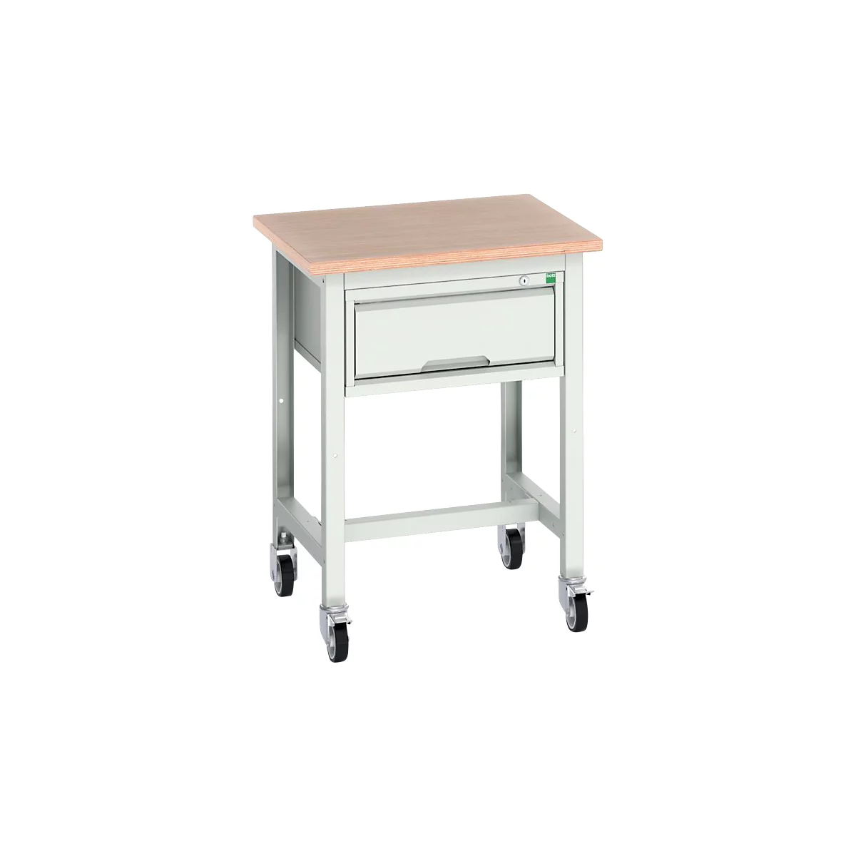 Mobile Werkbank Bott verso, Multiplex-Platte, mit Querstrebenset, 1 Schublade, B 700 x T 600 x H 930 mm, Lichtgrau