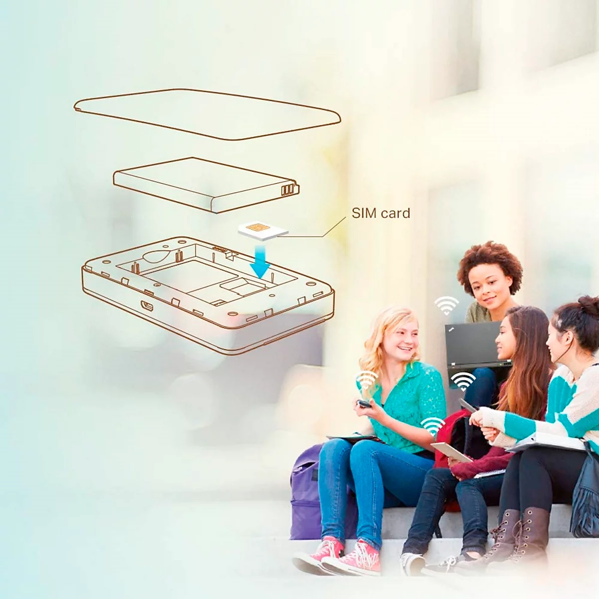 Mobiler WLAN Router TP-Link M7350, 4G LTE, bis 10 Nutzer, Download bis 150 Mbit/s & Upload bis 50 Mbit/s, Akkubetrieb bis 8 h, B 106 × T 66 × H 16 mm
