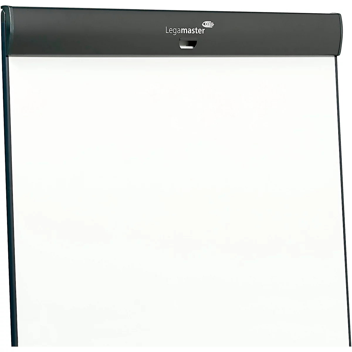 Ein weißer Flipchart-Block mit einer schwarzen Kopfleiste und dem Legamaster-Logo.