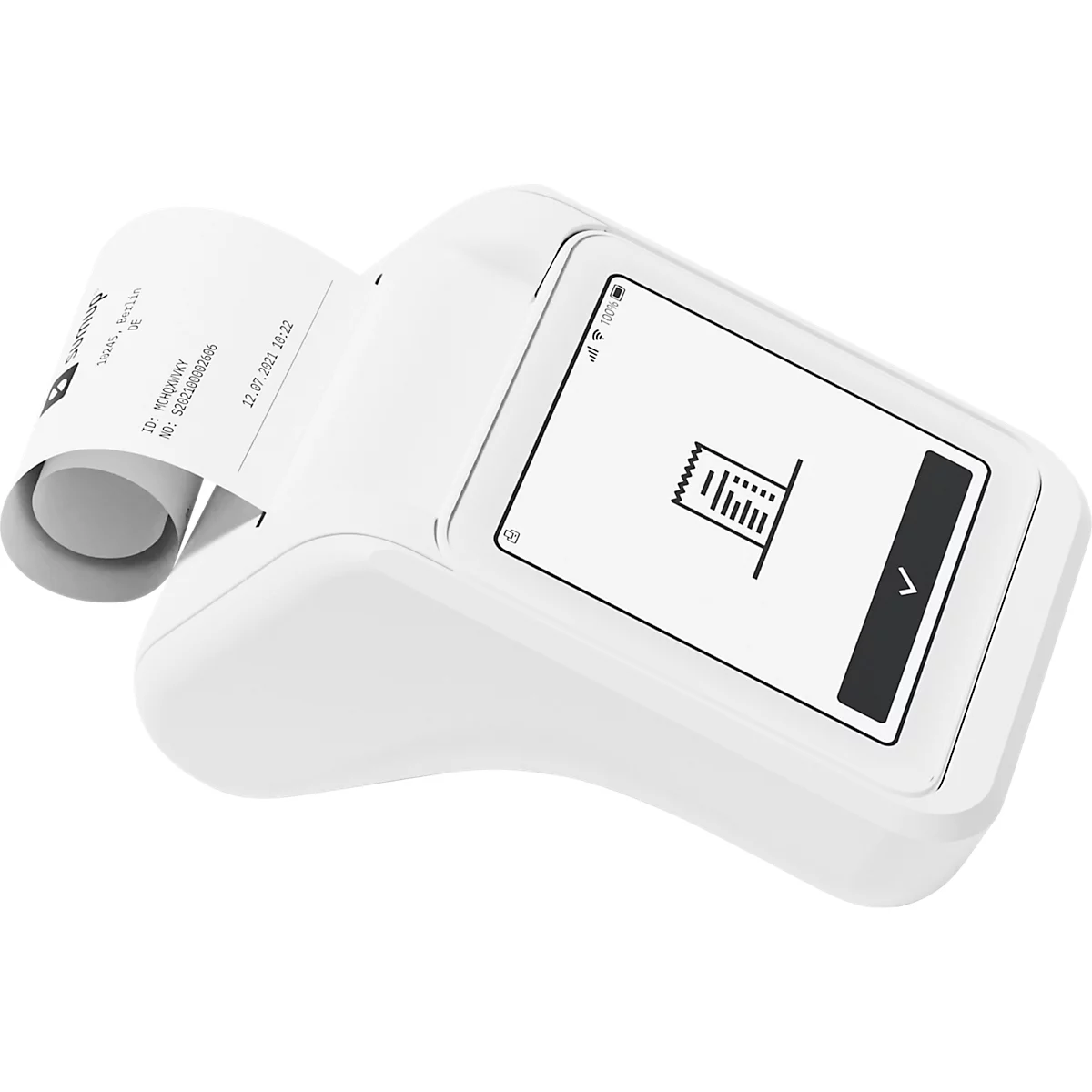 Mobiles SumUp Solo Kartenterminal mit integriertem Thermodrucker und All-in-One-Funktion zur Zahlung, Belegausgabe und Rückerstattung