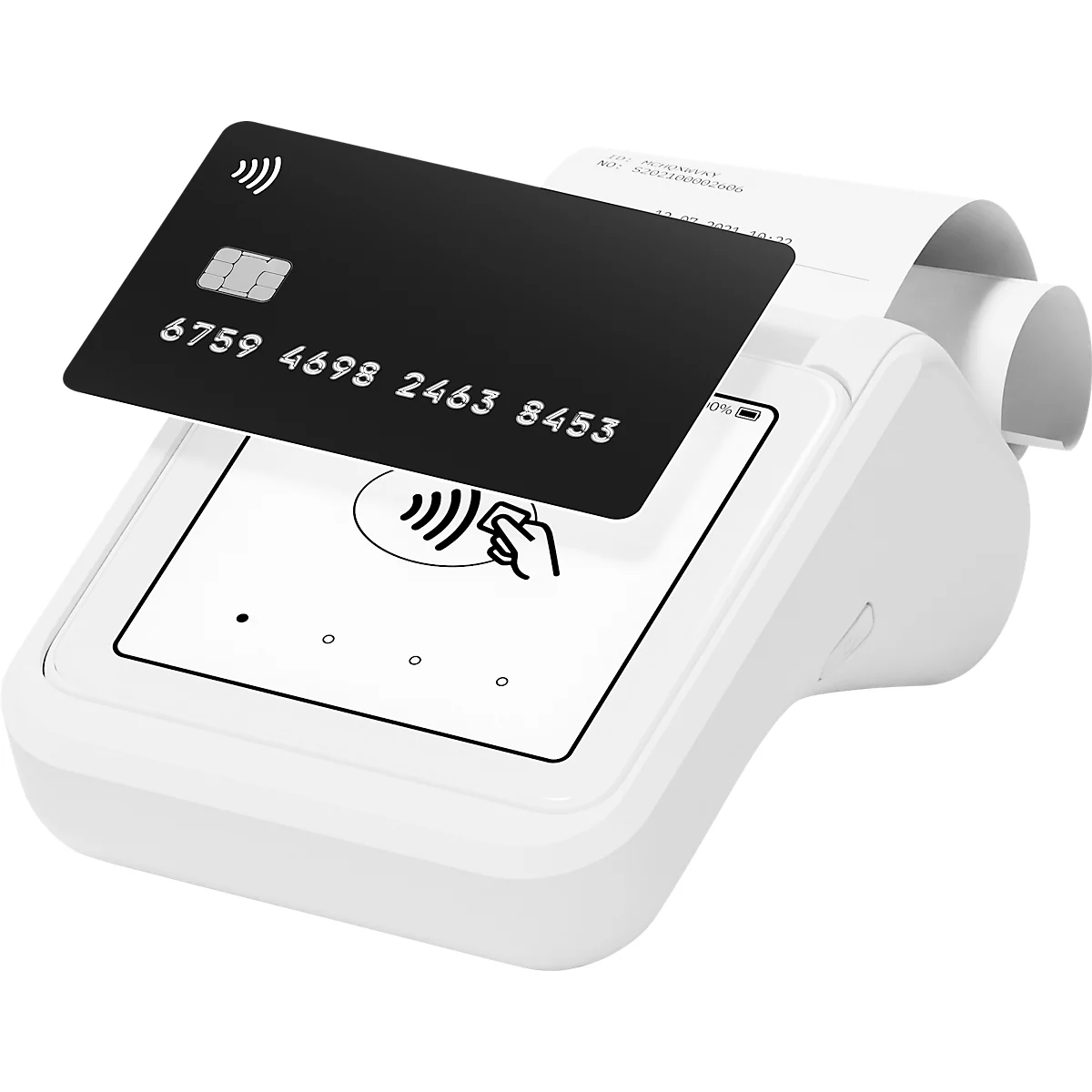 Mobiles SumUp Solo Kartenterminal mit integriertem Thermodrucker und All-in-One-Funktion zur Zahlung, Belegausgabe und Rückerstattung