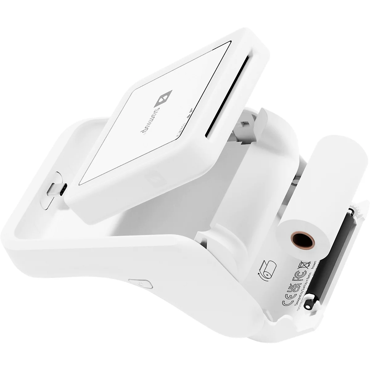 Mobiles SumUp Solo Kartenterminal mit integriertem Thermodrucker und All-in-One-Funktion zur Zahlung, Belegausgabe und Rückerstattung