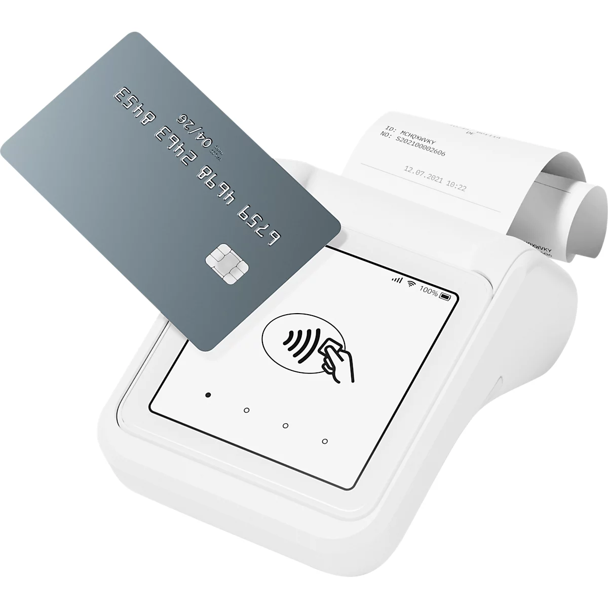 Mobiles SumUp Solo Kartenterminal mit integriertem Thermodrucker und All-in-One-Funktion zur Zahlung, Belegausgabe und Rückerstattung