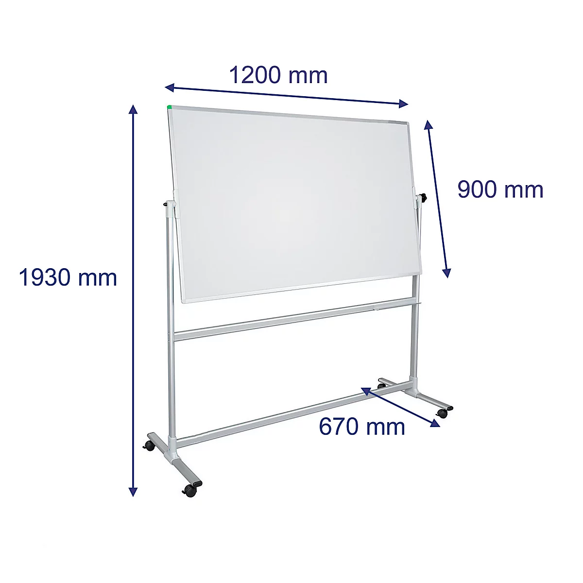 Mobiles Whiteboard Franken U-Act! Line®, Querformat, 2-seitig nutzbar, Stahl weiß emailliert & Aluminium, magnethaftend, Ablageleiste, B 1400 x H 1880 mm