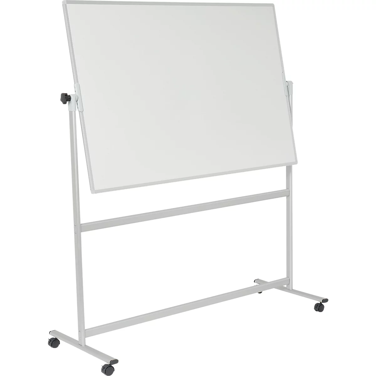 Mobiles Whiteboard Franken U-Act! Line®, Querformat, 2-seitig nutzbar, Stahl weiß emailliert & Aluminium, magnethaftend, Ablageleiste, B 1700 x H 1930 mm