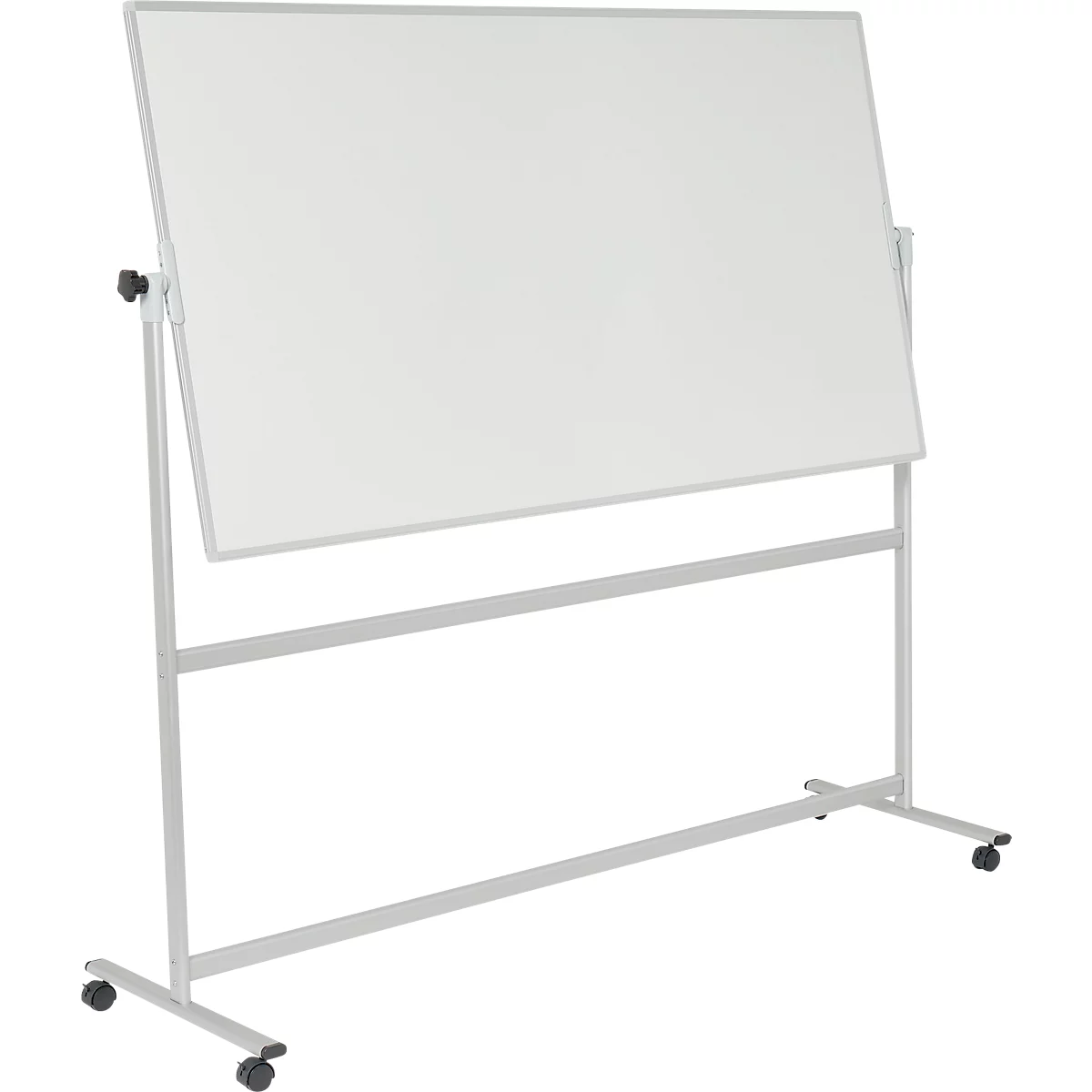 Mobiles Whiteboard Franken U-Act! Line®, Querformat, 2-seitig nutzbar, Stahl weiß emailliert & Aluminium, magnethaftend, Ablageleiste, B 2200 x H 1930 mm