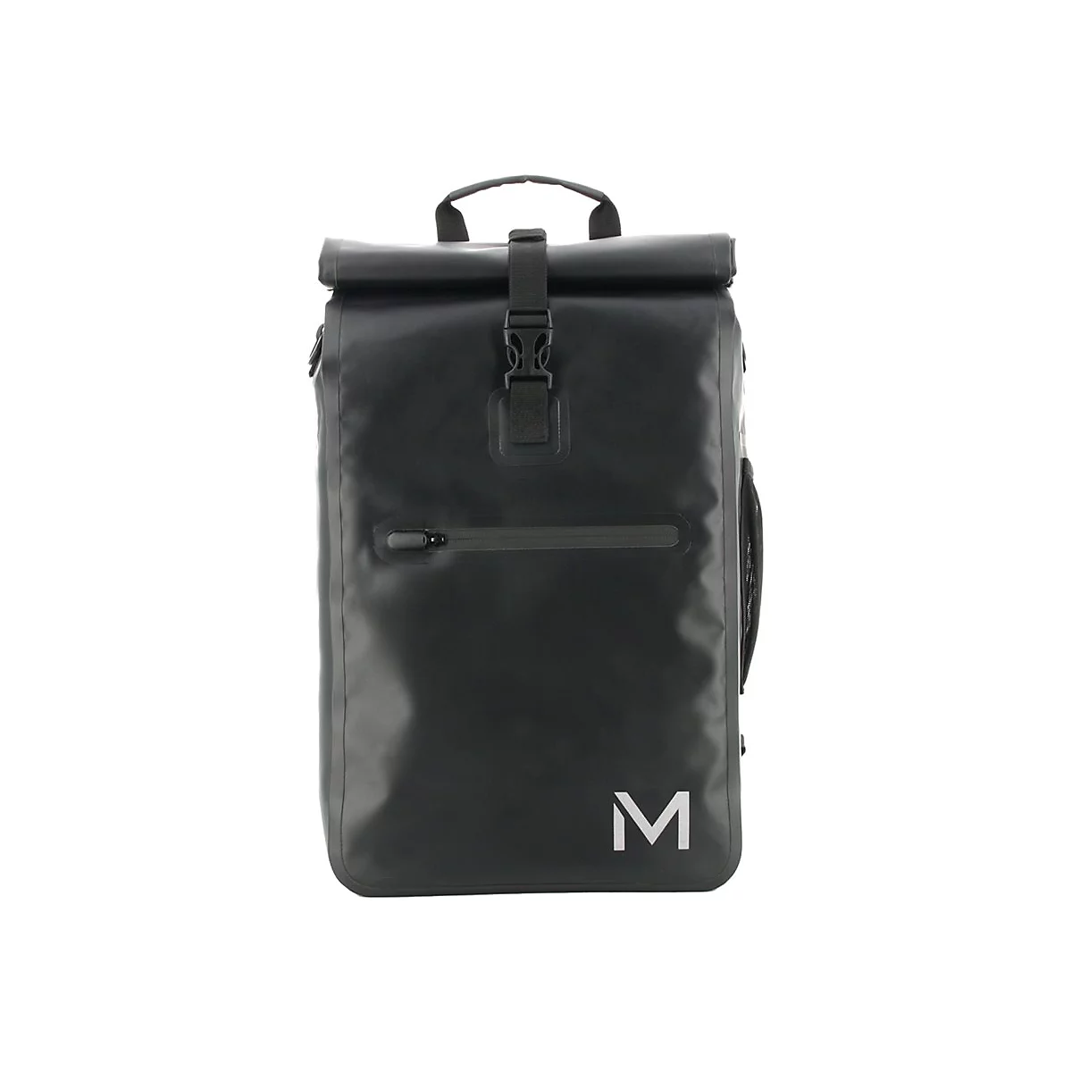Sac à dos noir étanche avec fermeture à enroulement et logo M.