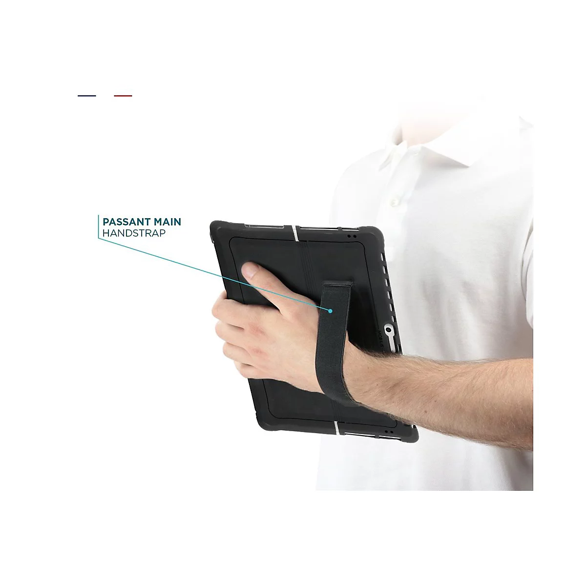 Mobilis PROTECH - Hintere Abdeckung für Tablet - mit Ständer & Handschlaufe, verstärkt - Schwarz - für Microsoft Surface Pro 8, Pro 9