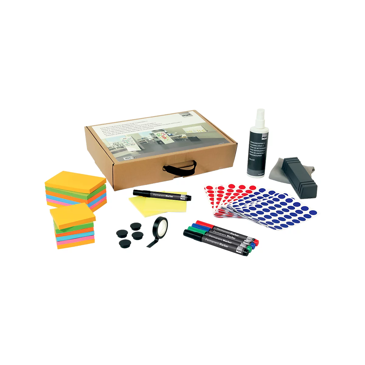 Moderationskoffer Sigel Business für Whiteboards, Kartonbox, T 235 x B 385 x H 80 mm, mit Tragegriff