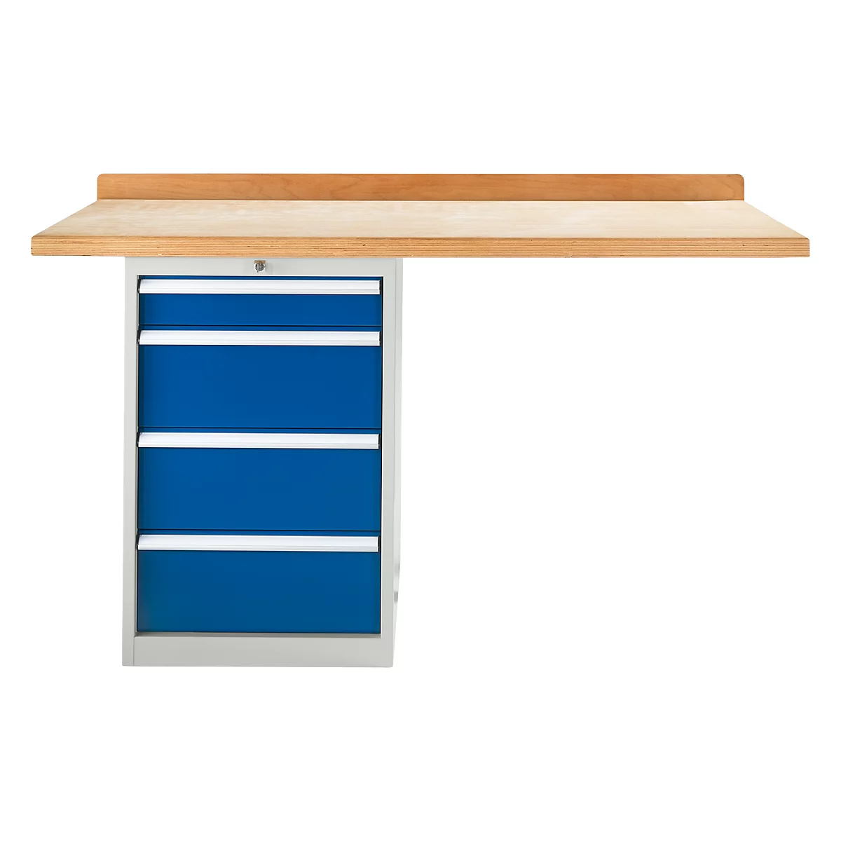 Modulare Werkbank Schäfer Shop Select, Anbaueinheit, Buche Multiplexplatte, bis 500 kg, B 1500 x T 700 x H 840 mm, Enzianblau ral 5010